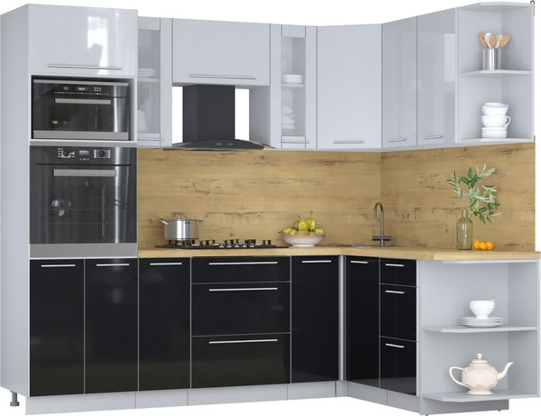 Кухонный гарнитур Интерлиния Мила Пластик 1.68x2.4 PR - фото