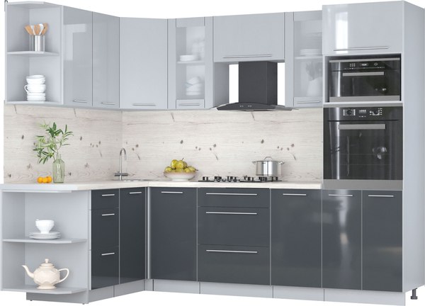 Кухонный гарнитур Интерлиния Мила Пластик 1.68x2.6 LV - фото
