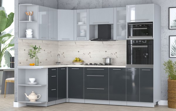 Кухонный гарнитур Интерлиния Мила Пластик 1.68x2.6 LV