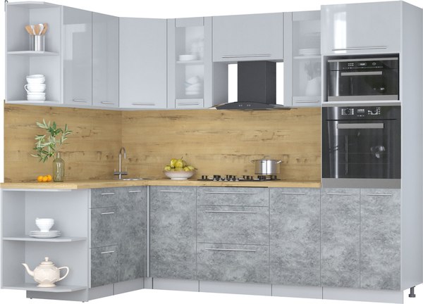 Кухонный гарнитур Интерлиния Мила Пластик 1.68x2.6 LV - фото