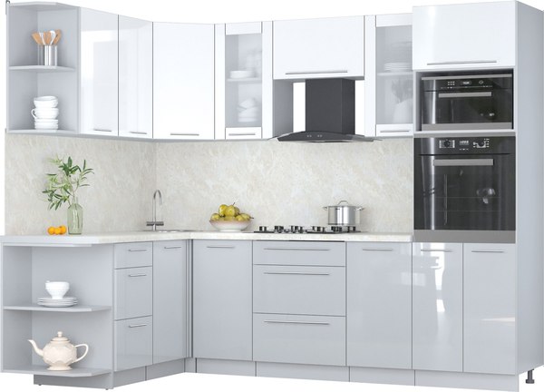 Кухонный гарнитур Интерлиния Мила Пластик 1.68x2.6 LV - фото