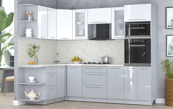 Кухонный гарнитур Интерлиния Мила Пластик 1.68x2.6 LV