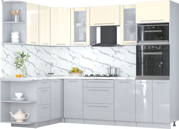 Кухонный гарнитур Интерлиния Мила Пластик 1.68x2.6 LV - фото