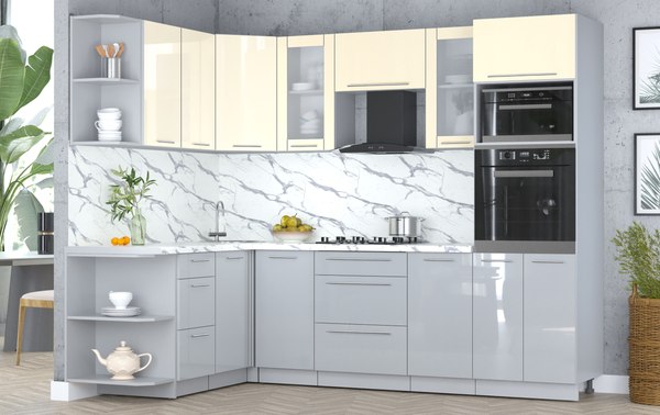 Кухонный гарнитур Интерлиния Мила Пластик 1.68x2.6 LV