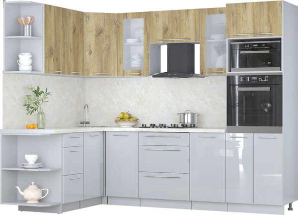 Кухонный гарнитур Интерлиния Мила Пластик 1.68x2.6 LV - фото