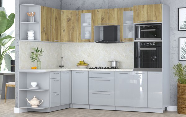 Кухонный гарнитур Интерлиния Мила Пластик 1.68x2.6 LV