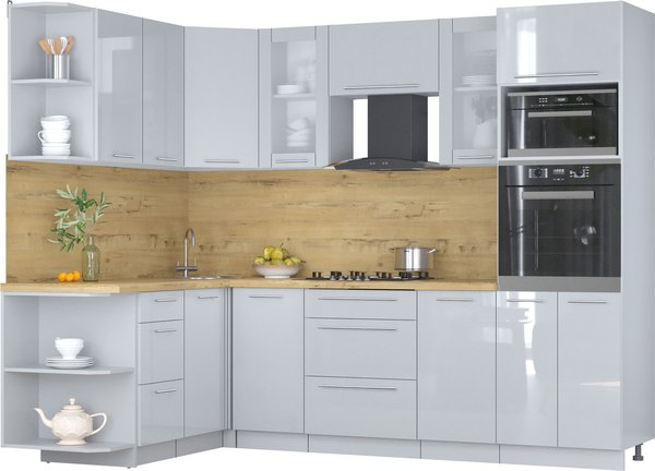 Кухонный гарнитур Интерлиния Мила Пластик 1.68x2.6 LV - фото