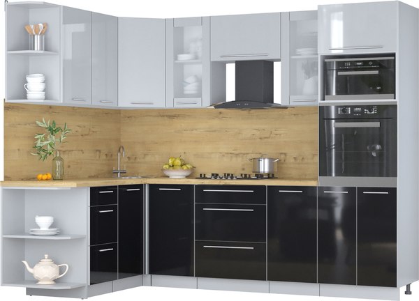 Кухонный гарнитур Интерлиния Мила Пластик 1.68x2.6 LV - фото