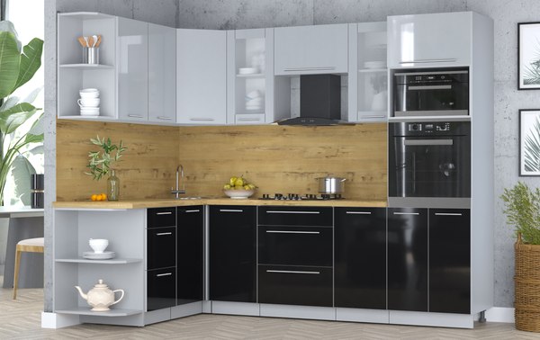 Кухонный гарнитур Интерлиния Мила Пластик 1.68x2.6 LV