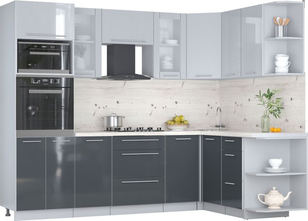 Кухонный гарнитур Интерлиния Мила Пластик 1.68x2.6 PR - фото