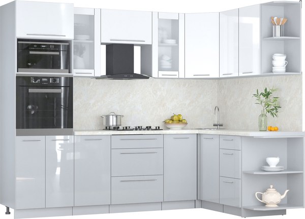 Кухонный гарнитур Интерлиния Мила Пластик 1.68x2.6 PR - фото