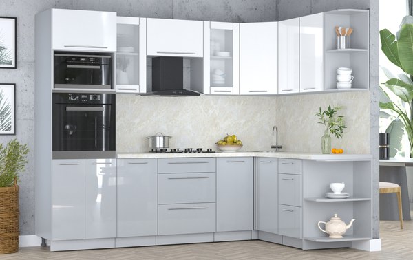 Кухонный гарнитур Интерлиния Мила Пластик 1.68x2.6 PR