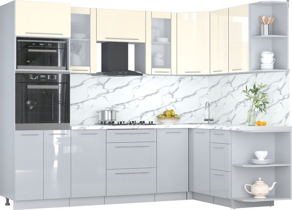 Кухонный гарнитур Интерлиния Мила Пластик 1.68x2.6 PR - фото