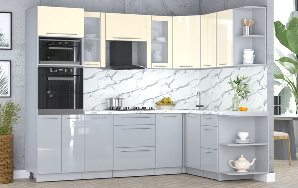 Кухонный гарнитур Интерлиния Мила Пластик 1.68x2.6 PR