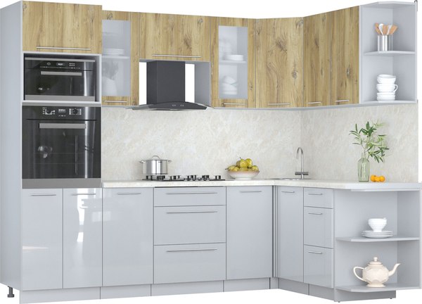 Кухонный гарнитур Интерлиния Мила Пластик 1.68x2.6 PR - фото