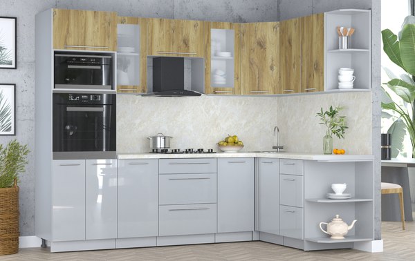 Кухонный гарнитур Интерлиния Мила Пластик 1.68x2.6 PR