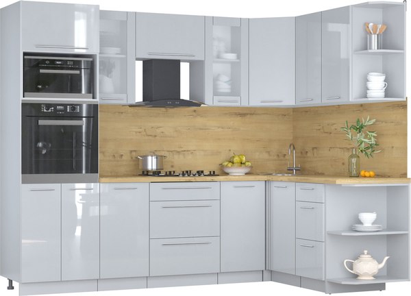 Кухонный гарнитур Интерлиния Мила Пластик 1.68x2.6 PR - фото