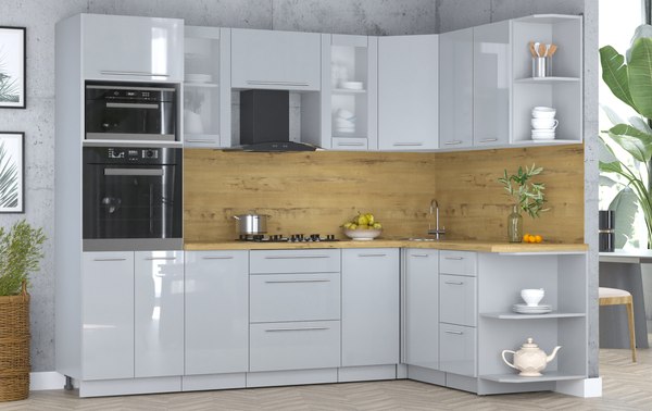 Кухонный гарнитур Интерлиния Мила Пластик 1.68x2.6 PR