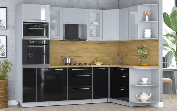 Кухонный гарнитур Интерлиния Мила Пластик 1.68x2.6 PR