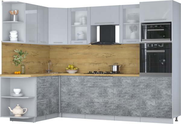 Кухонный гарнитур Интерлиния Мила Пластик 1.68x2.8 LV - фото