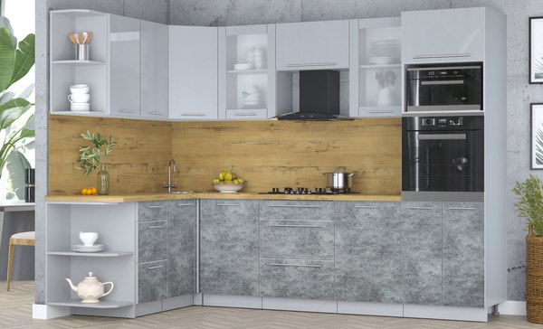 Кухонный гарнитур Интерлиния Мила Пластик 1.68x2.8 LV