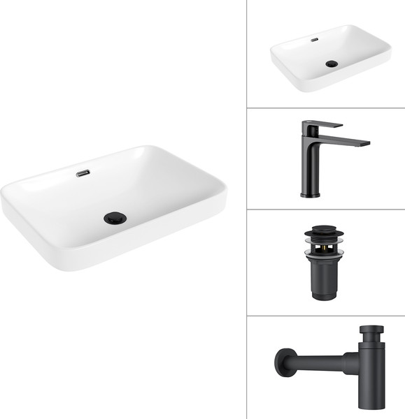 Умывальник со смесителем Lauter 21441A + Reef 21CK678BS + сифон 21635B + донный клапан 21190B - фото