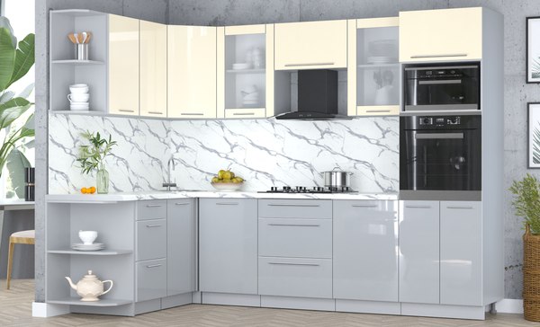 Кухонный гарнитур Интерлиния Мила Пластик 1.68x2.8 LV