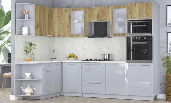 Кухонный гарнитур Интерлиния Мила Пластик 1.68x2.8 LV