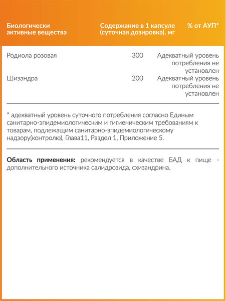 Пищевая добавка CYBERMASS Rhodiola Rosea+Schisandra