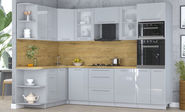 Кухонный гарнитур Интерлиния Мила Пластик 1.68x2.8 LV