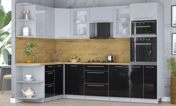 Кухонный гарнитур Интерлиния Мила Пластик 1.68x2.8 LV