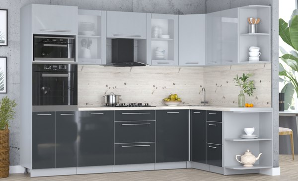 Кухонный гарнитур Интерлиния Мила Пластик 1.68x2.8 PR