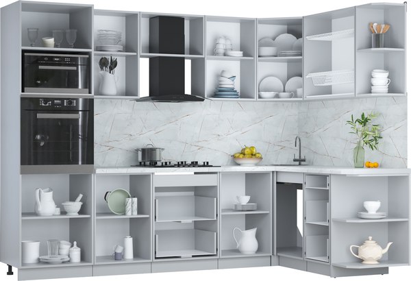 Кухонный гарнитур Интерлиния Мила Пластик 1.68x2.8 PR