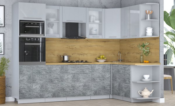 Кухонный гарнитур Интерлиния Мила Пластик 1.68x2.8 PR