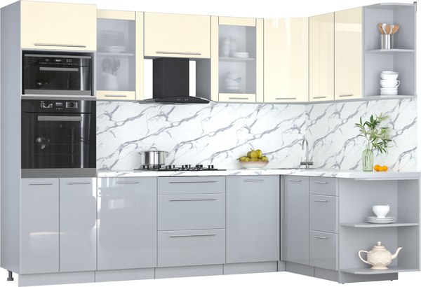 Кухонный гарнитур Интерлиния Мила Пластик 1.68x2.8 PR - фото
