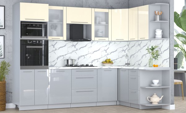 Кухонный гарнитур Интерлиния Мила Пластик 1.68x2.8 PR