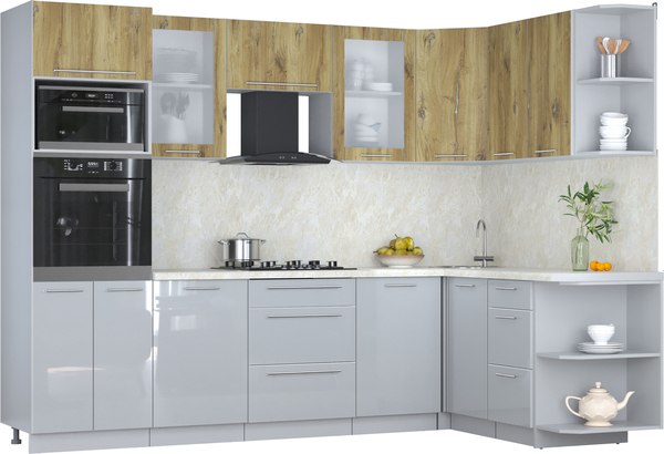 Кухонный гарнитур Интерлиния Мила Пластик 1.68x2.8 PR - фото