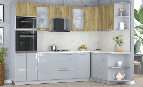 Кухонный гарнитур Интерлиния Мила Пластик 1.68x2.8 PR