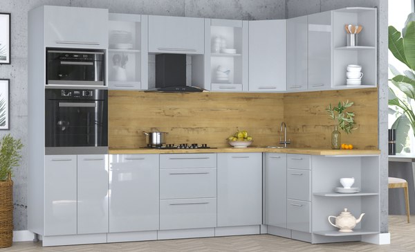 Кухонный гарнитур Интерлиния Мила Пластик 1.68x2.8 PR