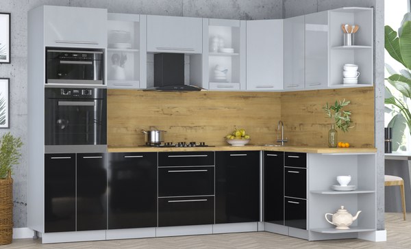 Кухонный гарнитур Интерлиния Мила Пластик 1.68x2.8 PR