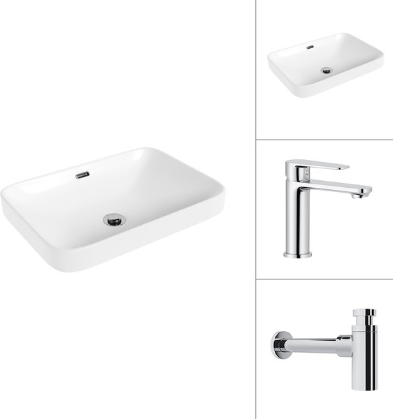 Умывальник со смесителем Lauter 21441A + Moon 21СK691C с сифоном 21635CH - фото