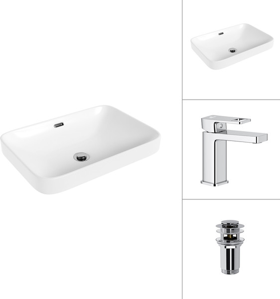 Умывальник со смесителем Lauter 21441A + Cascade 21СК655C с донным клапаном 21190CH - фото