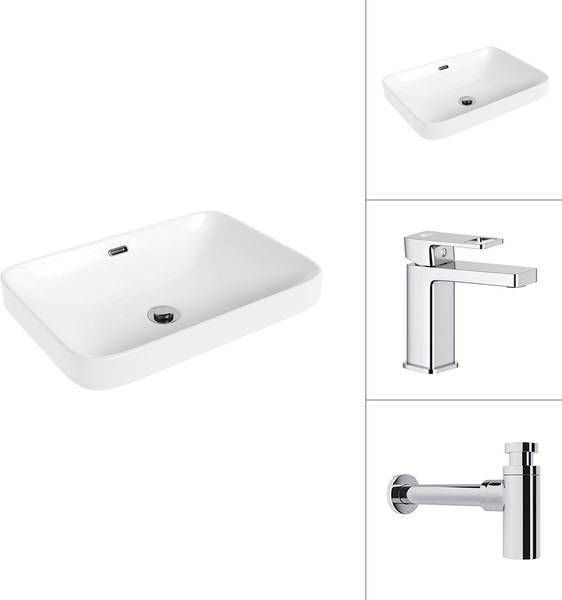 Умывальник со смесителем Lauter 21441A + Cascade 21СК655C с сифоном 21635CH - фото