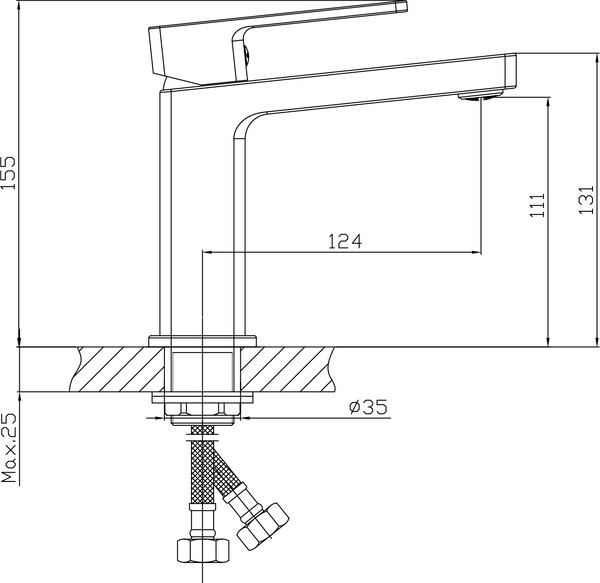 Умывальник со смесителем Lauter 21441A + Cascade 21СК655BS