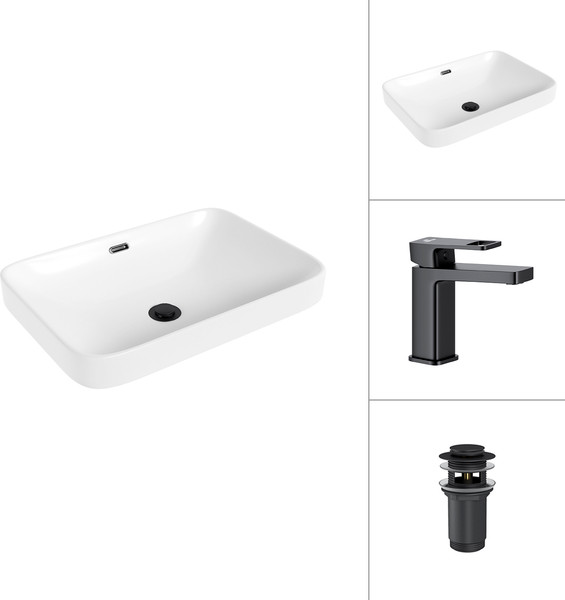 Умывальник со смесителем Lauter 21441A + Cascade 21СК655BS с донным клапаном 21190B - фото