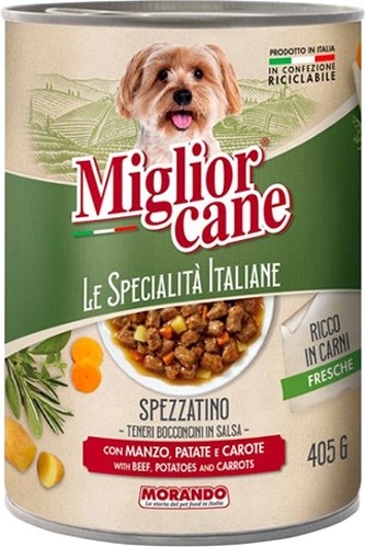 Влажный корм для собак Miglior Cane Le Specialità Italiane Кусочки в соусе гов., карт., морковь - фото