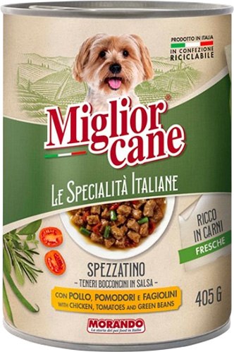 Влажный корм для собак Miglior Cane Le Specialità Italiane Кусочки в соусе кур., помид., фасоль - фото