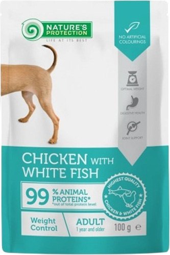 Влажный корм для собак Nature's Protection Adult Weight Control С курицей и белой рыбой / NPUPF63661 - фото