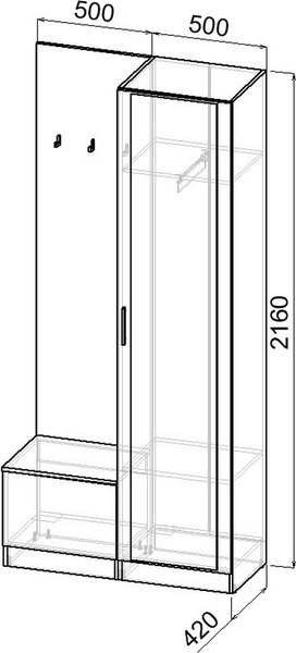 Секция в прихожую Интермебель Марсель-102 / МР 01-102