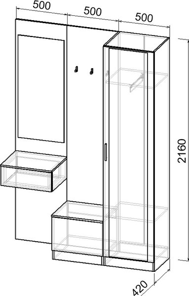 Секция в прихожую Интермебель Марсель-106 / МР 01-106 (белый премиум)